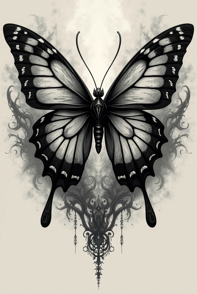 gothic butterfly tattoo idea 
