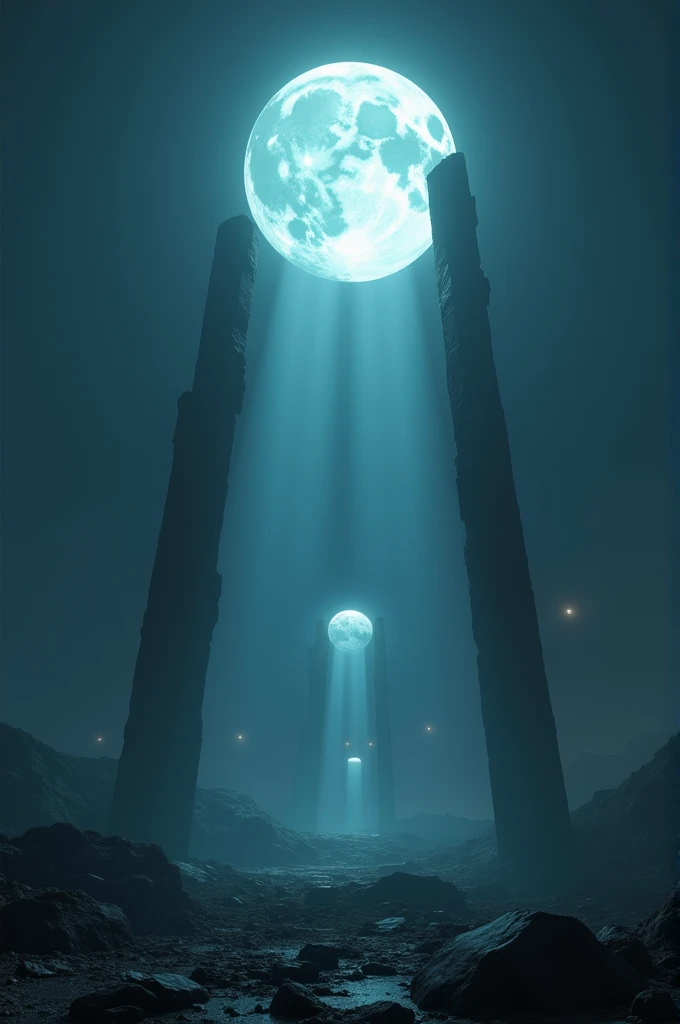 Huge spotlights that project a fake moon