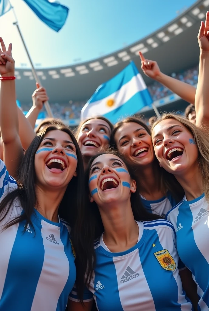 7 Argentina girls fan in one frame.