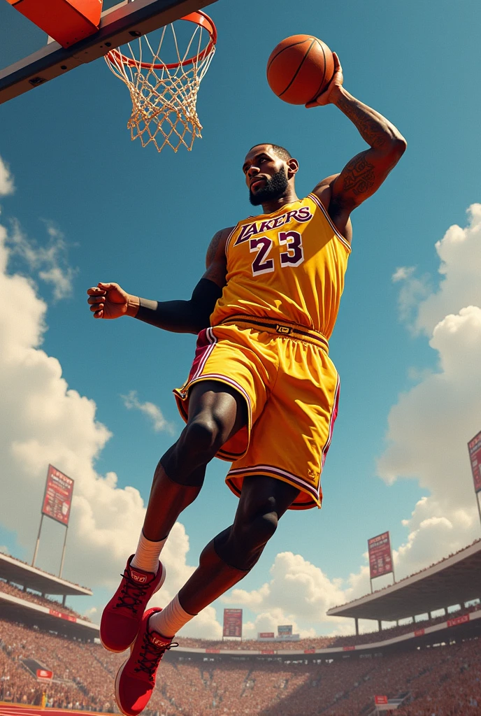 Lebron james sur un panier