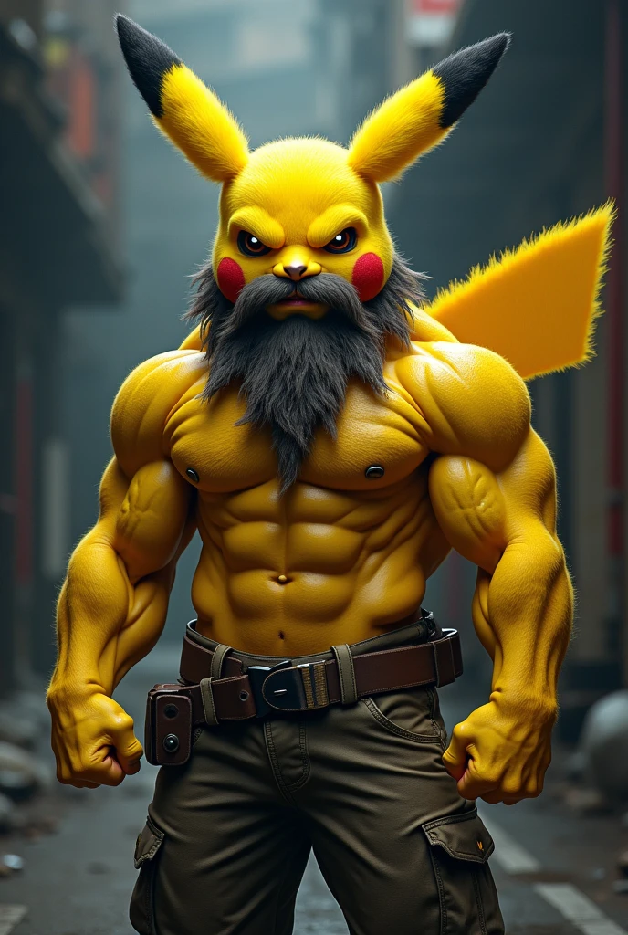 Pikachu boy man muscle beard