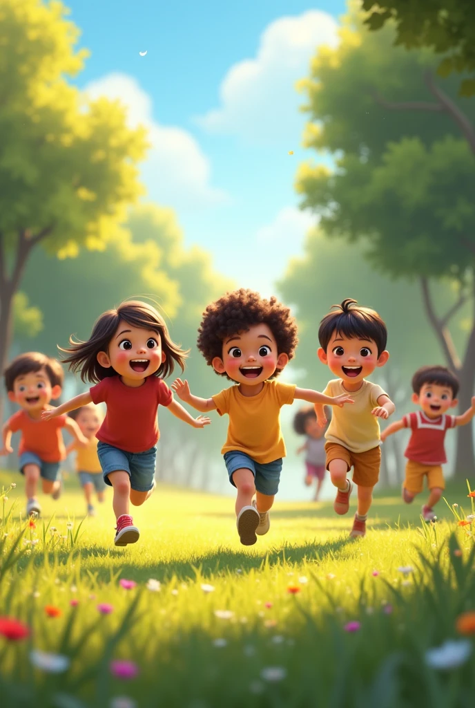 Create an image of real-life children playing