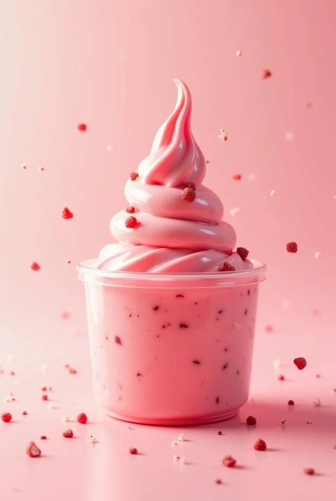 3D reverse swirl from bottom to top of strawberry yogurt