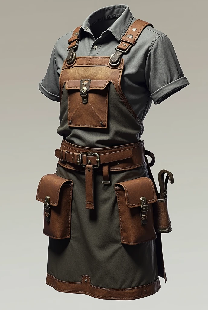 Make an apron so that a character in a role-playing game can store his utensils in it., like squares, levels, compasses and plumes
. make the full body image without the character wearing clothes, only the apron