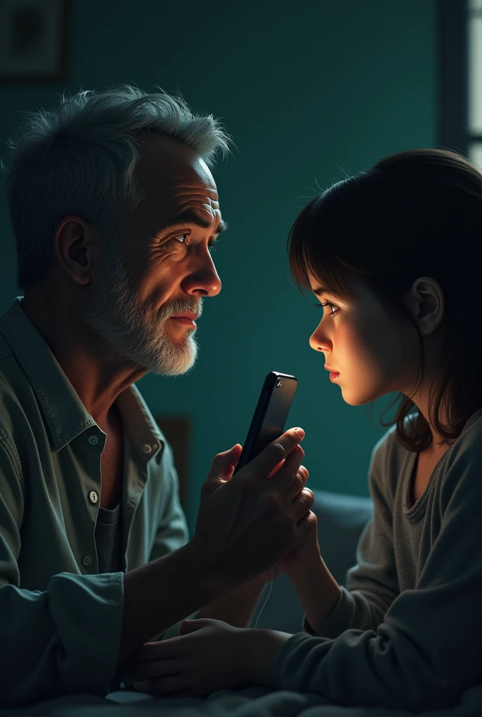 Father and daughter on the phone separated from each other