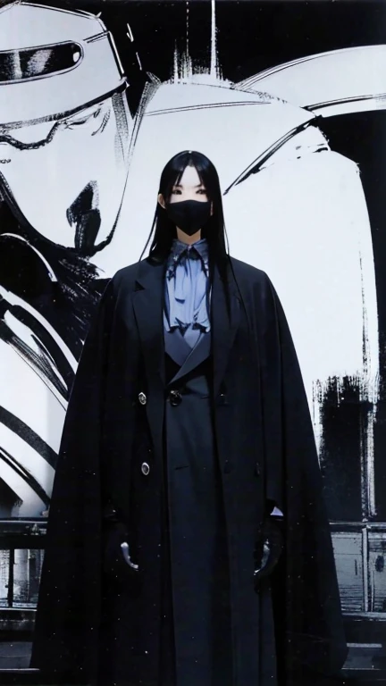 Black Hair、Cold look:1.5、Japanese woman in her 30s、Dark Background、One Cool Lady:1.5、night、whole photo、Dark Eyes、Black gloves、Ominous Machine Lifeform、Nihil、White、Doctor Woman