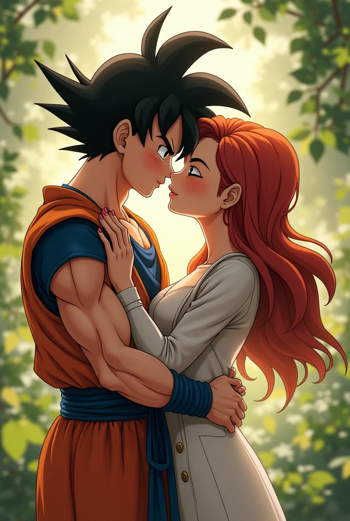 Goku kissing Bulma