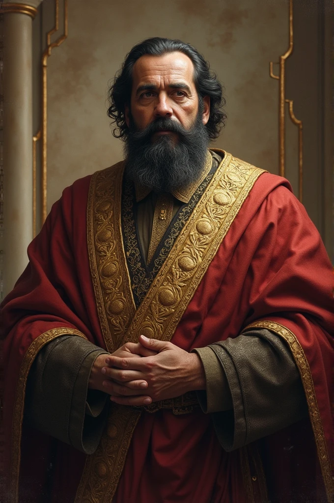 Draw the name Fadl on the figure of a great man