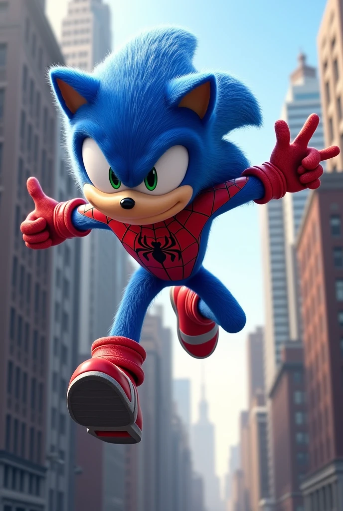 Sonic in spiderman clothes