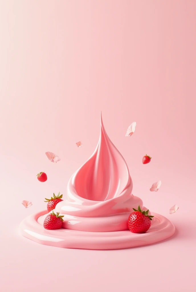 strawberry yogurt pool coming from bottom to top in 3D with space at the top to put elements inside.