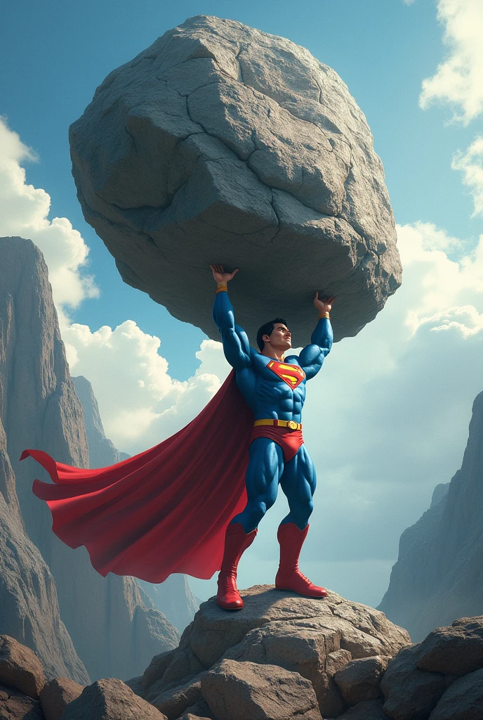 Super man lifting mountain