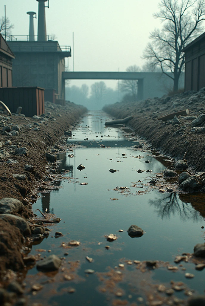 a 3d image of a polluted lake
