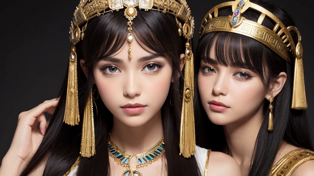 beautiful Cleopatra, Nemis crown, Dressing calmly, face closeup