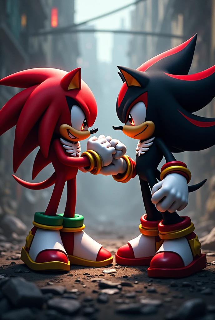Knuckles batendo no Shadow