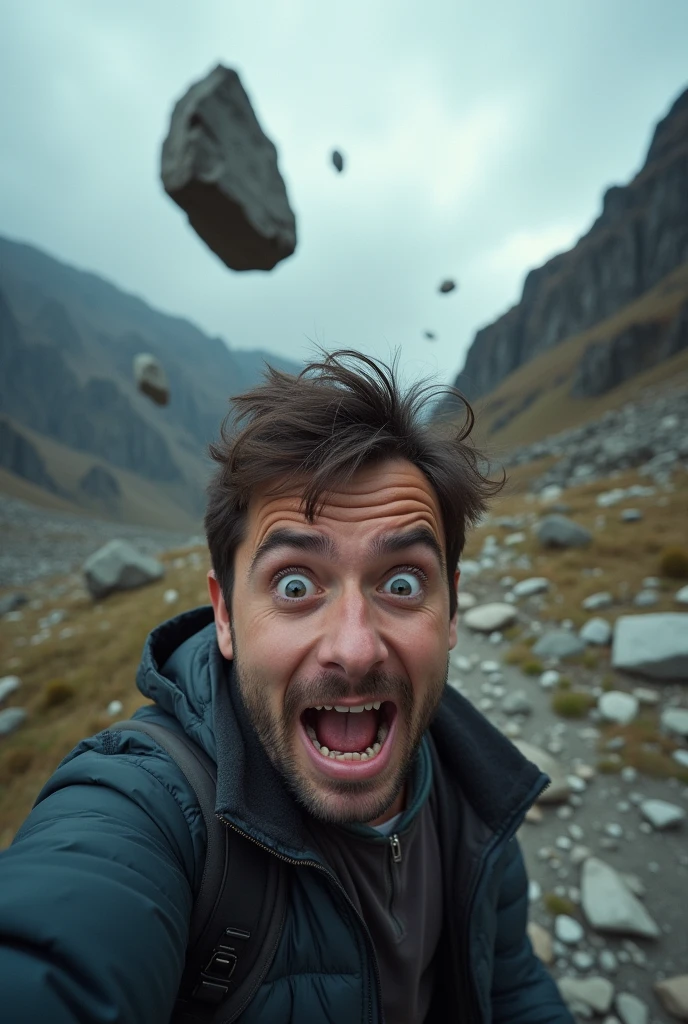Last selfie. A falling rock is going to hit you. Oopps.