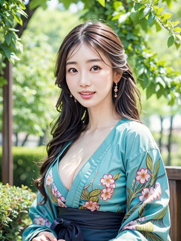 最high quality、high quality、Best image quality、8k、最High resolution、High resolution、最high quality、masterpiece、RAW Photos、whole body写真、Detailed and realistic human body、Detailed and realistic skin、Realistic face in every detail、Detailed and realistic eyes、Detailed and realistic lips、Detailed and realistic teeth、Detailed and realistic ears、Detailed and realistic hair、Realistic reproduction of every detail、Realistic fingers in every detail、(Perfect and beautiful hands、thumb１reference４)、Realistic feet down to the last detail、(Very large ),(Beautiful Japan mature 、(Japanese Model)、((whole body))、(Slim and perfect figure)、(whole body光沢肌、Fair skin)、Soft natural light、Sunlight filtering through the trees、Breeze、Maiko、geisha、kimono、long-sleeved kimono、yukata、Japanese tradition、Japanese garden、Clear streams and springs、(白地に花柄のkimono)、((Standing naturally in the garden)、
