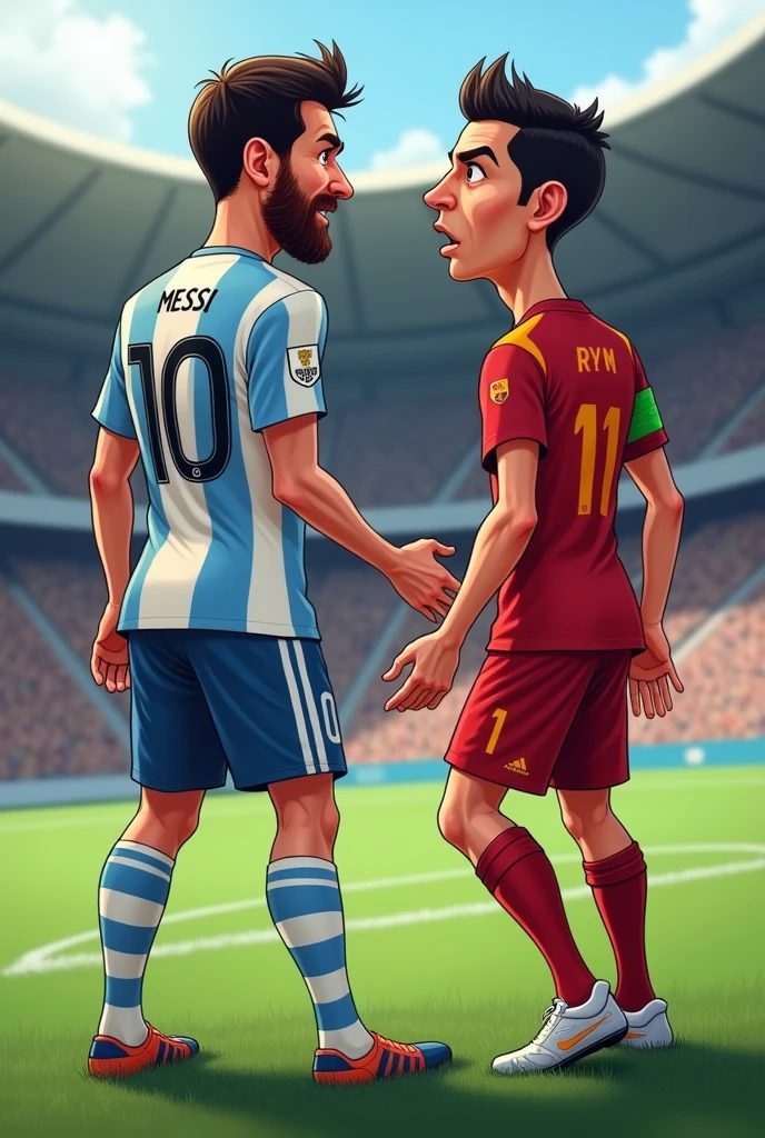 Messi showing his buttocks to Cristiano Ronaldo