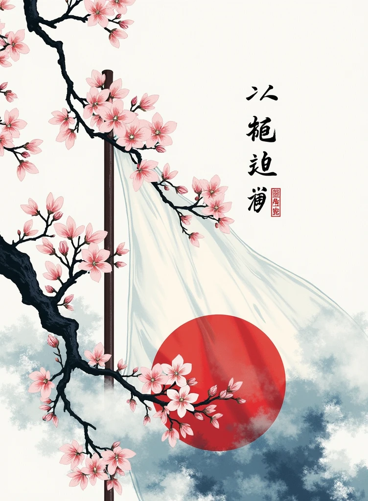 Samurai flag with cherry blossom 