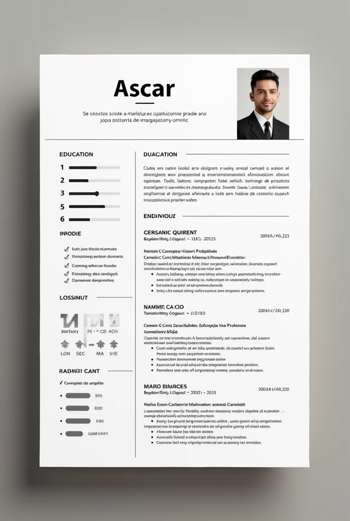 Generate a resume with the name Oscar saved in the Spanish language





