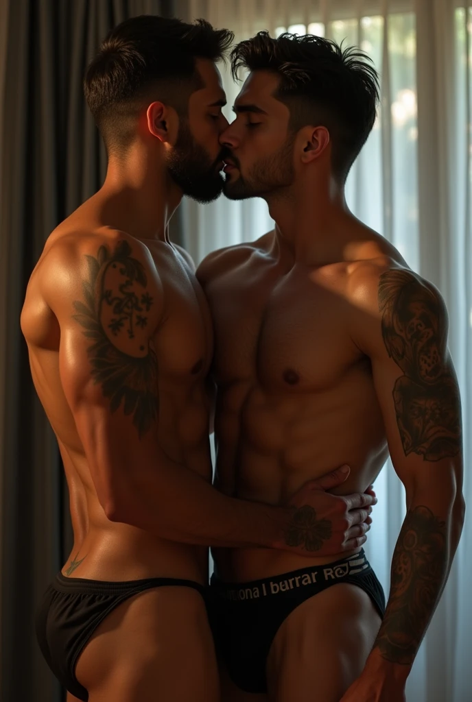 Kerala man with sixpack wearing inner kissing his gay boyfriend