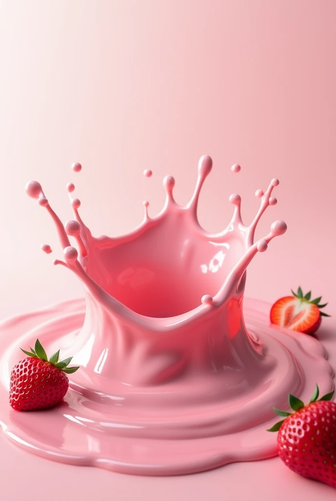 strawberry yogurt pool coming from bottom to top in 3D with space at the top to put elements inside. fill the screen well