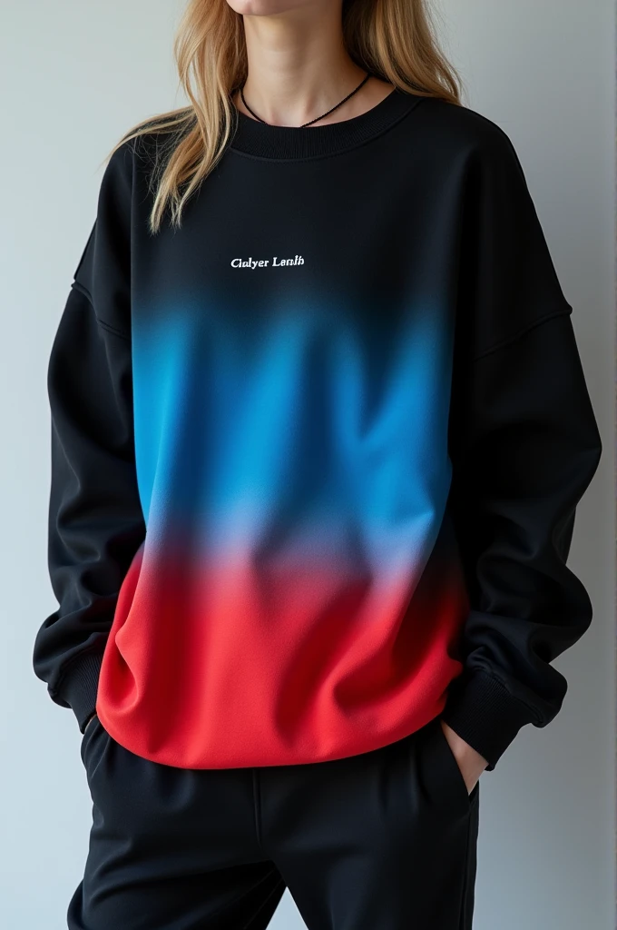 Sweatshirt design in black, blue and red gradient