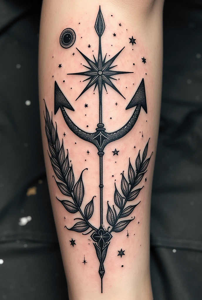 Scorpio Stars Tattoo, Sagittarius arrow, virgin&#39;s wheat strand 