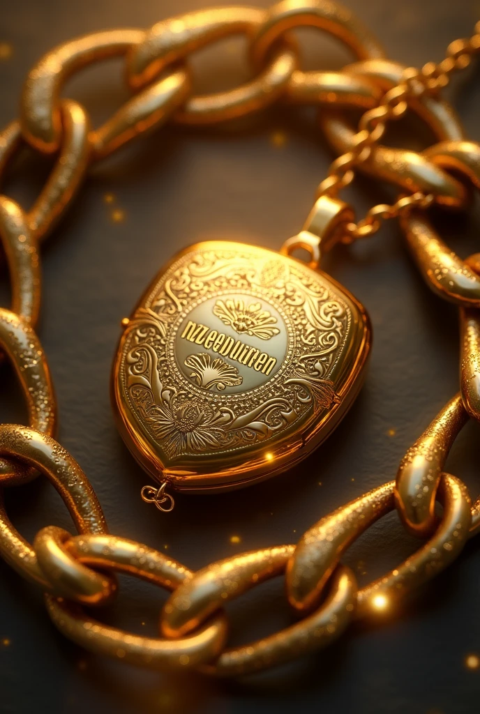 " Nezeebudeen " on golden chain golden locket 