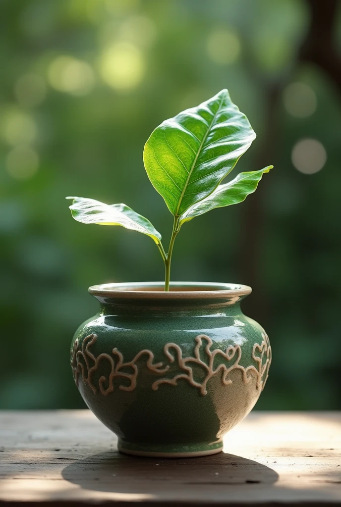 1 leaf dancing on the flower pot

