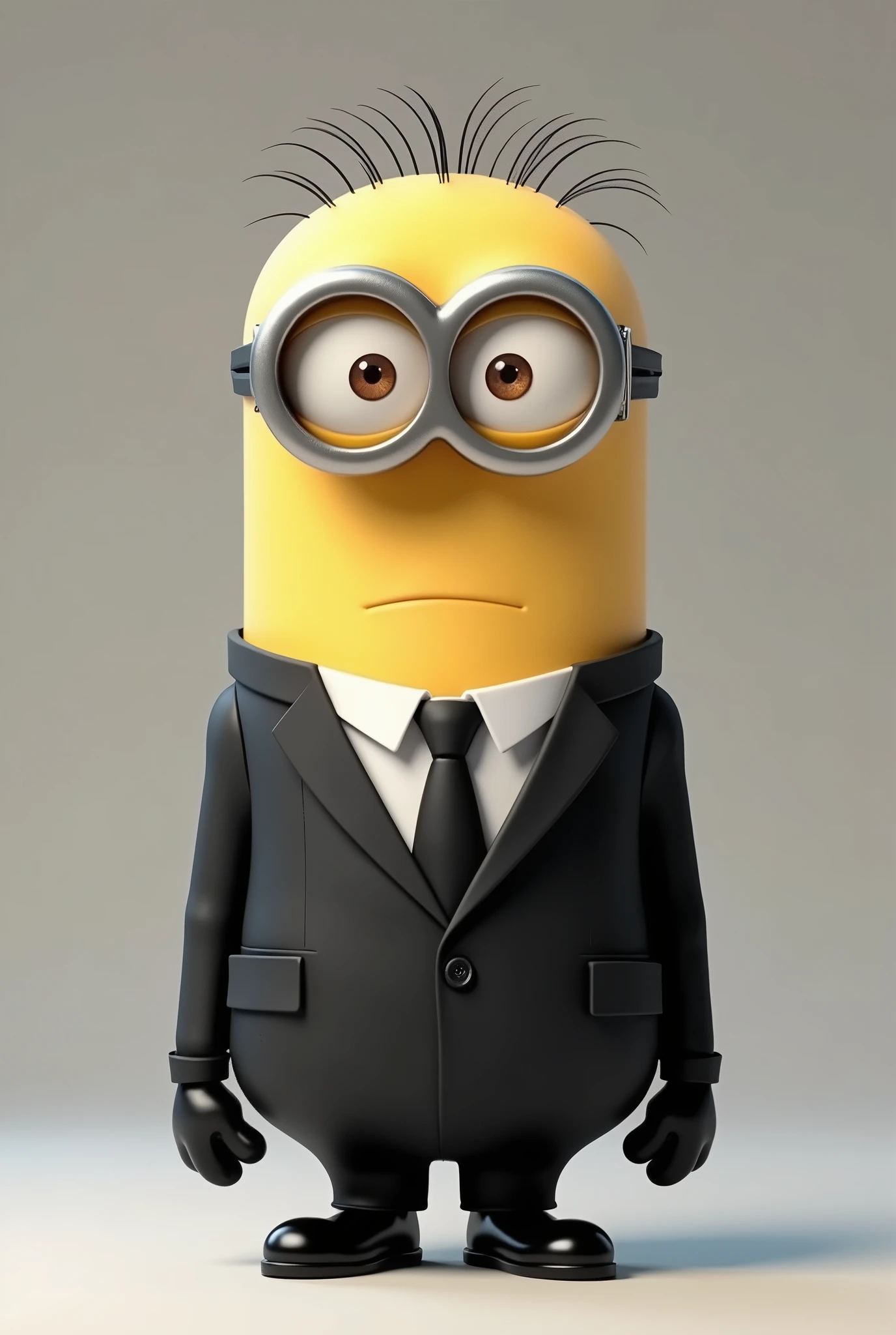 Minion wearing black suit
