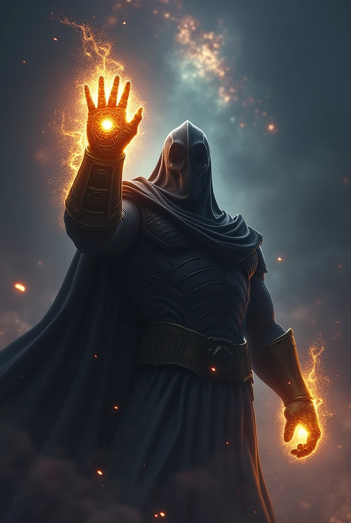 Shadow with the infinity gauntlet snapping his fingers