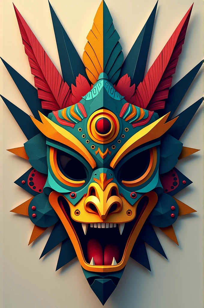 Generate me a mask of the god Quetzalcoatl in cubist style
