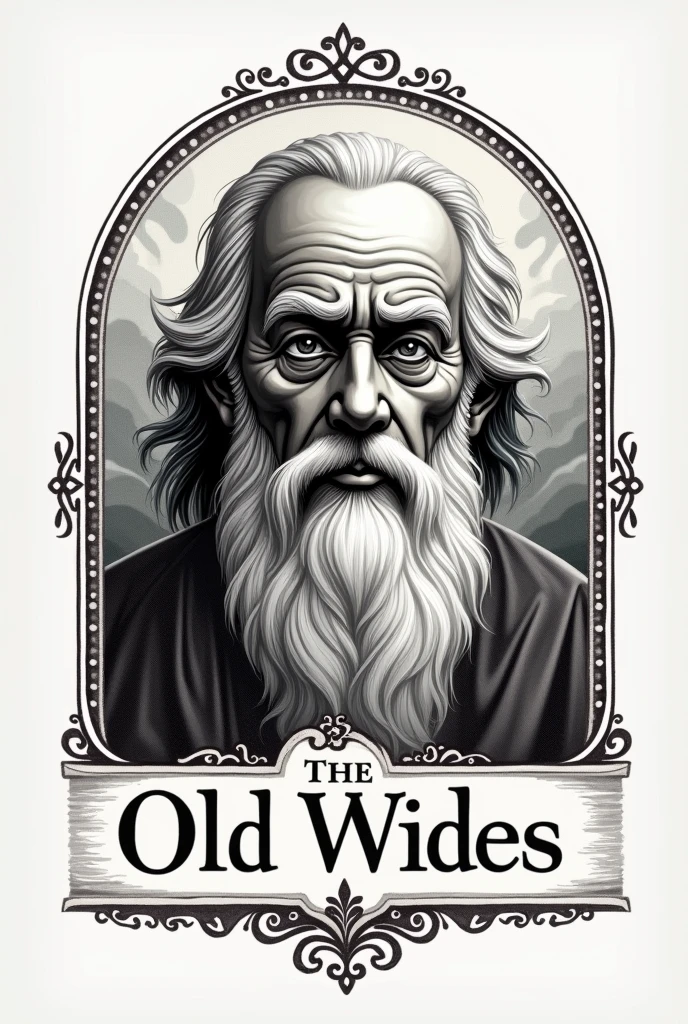 Create a logo brand with the name written the old wise man