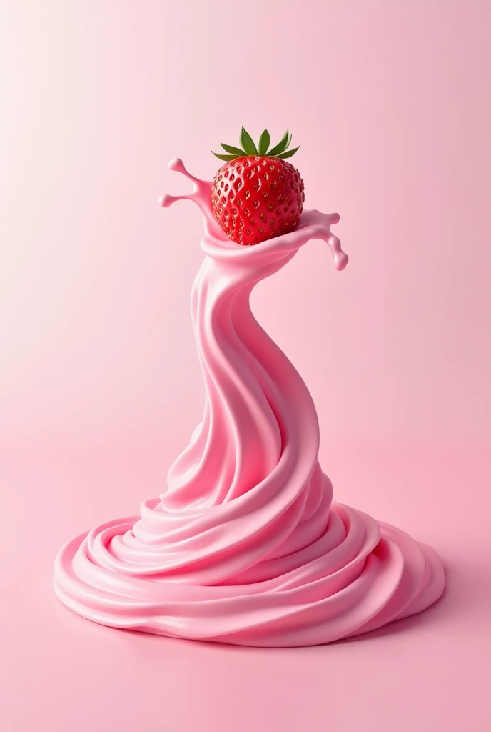 strawberry yogurt pool coming from bottom to top in 3D with space at the top to put elements inside. fill the screen well in the proportion 1080x1080 1:1