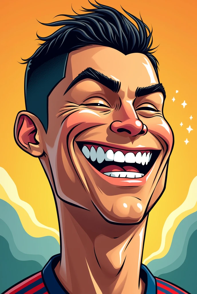  Cartoon of Cristiano Ronaldo&#39;s face expressing joy 
