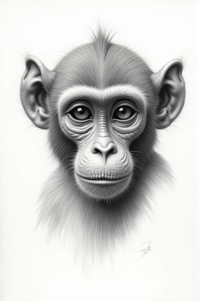 pencil drawing of monkey head