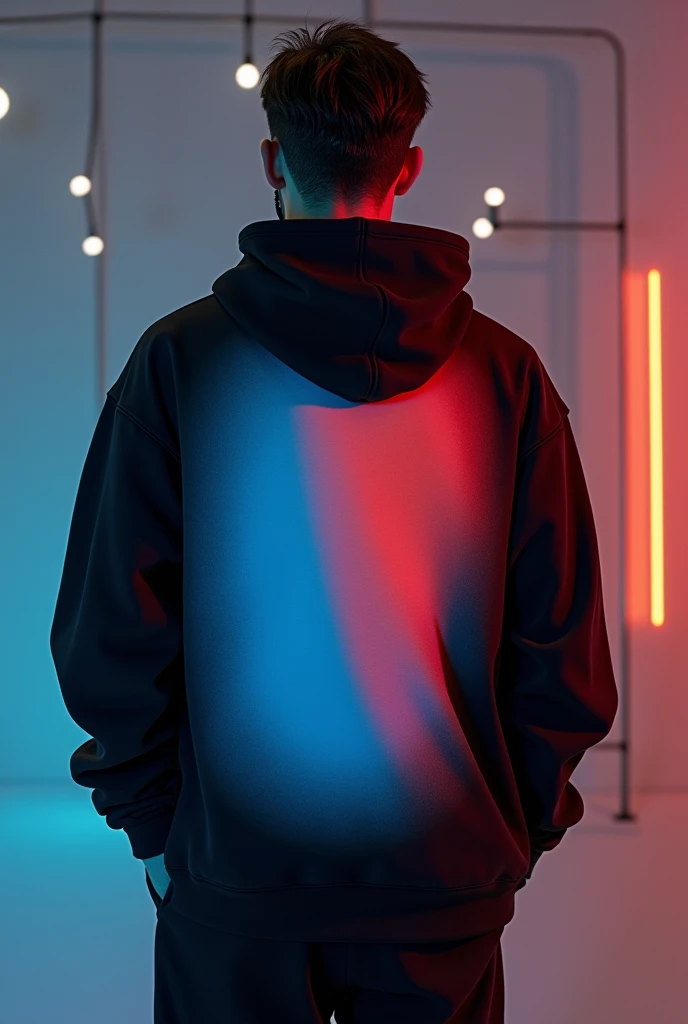 Sweatshirt design in black, blue and red gradient