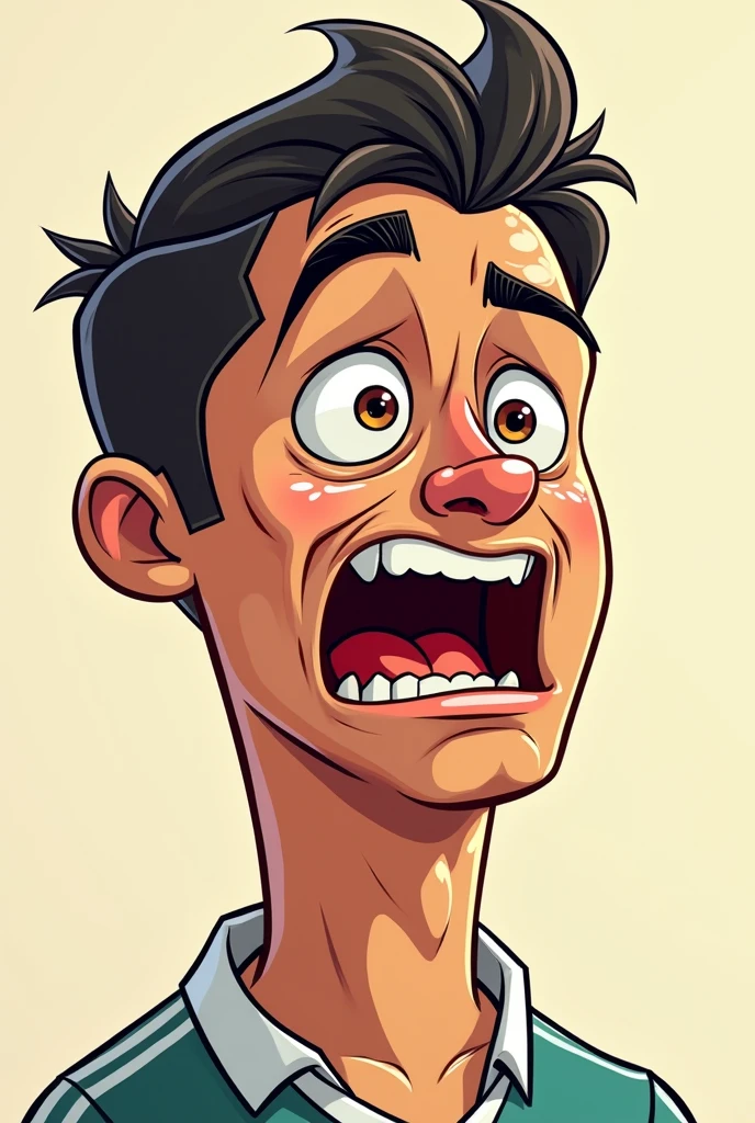  Cartoon of Cristiano Ronaldo&#39;s face expressing that he is scared
