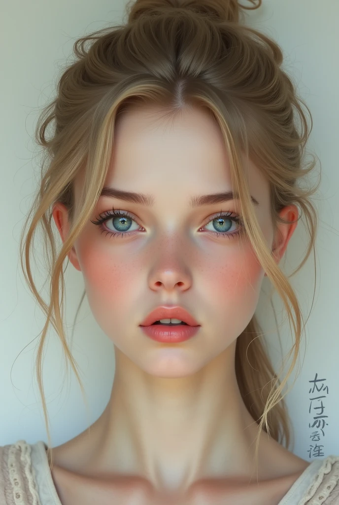 fille blonde au yeux bleu visage neutre tres belle