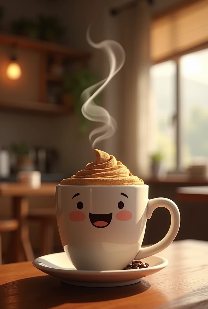 Create a realistic animated coffee shop logo image 

