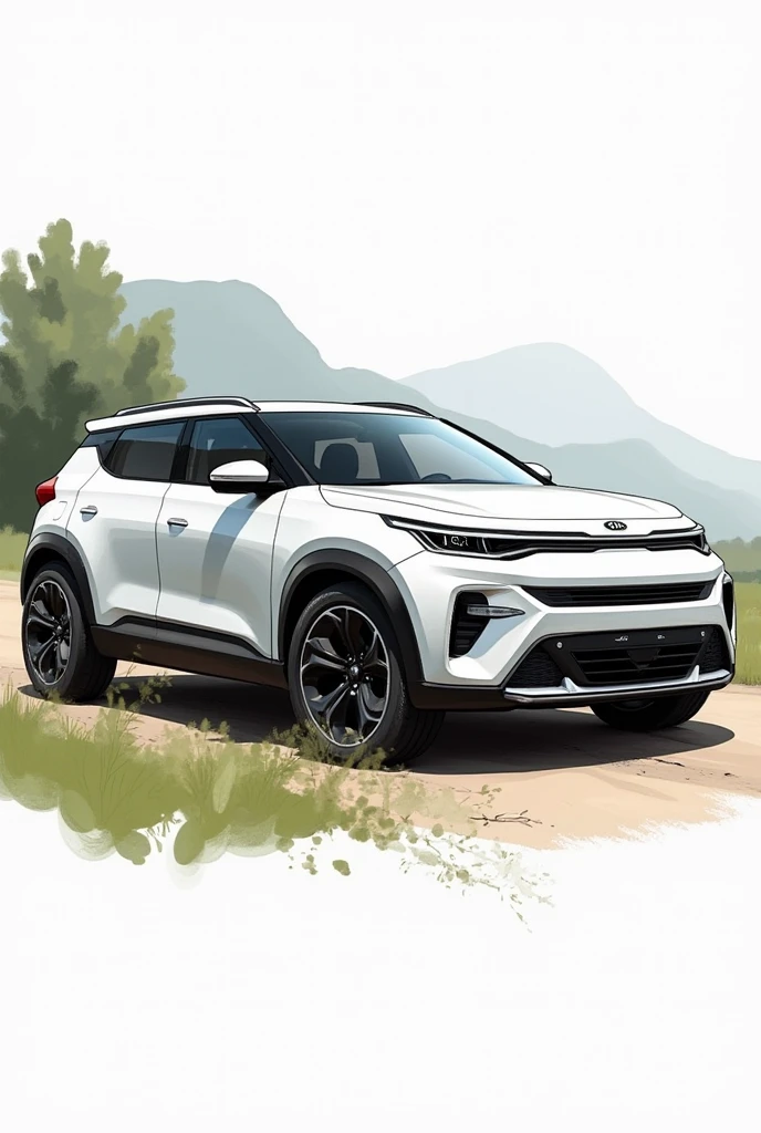 Sketch of Kia seltos car