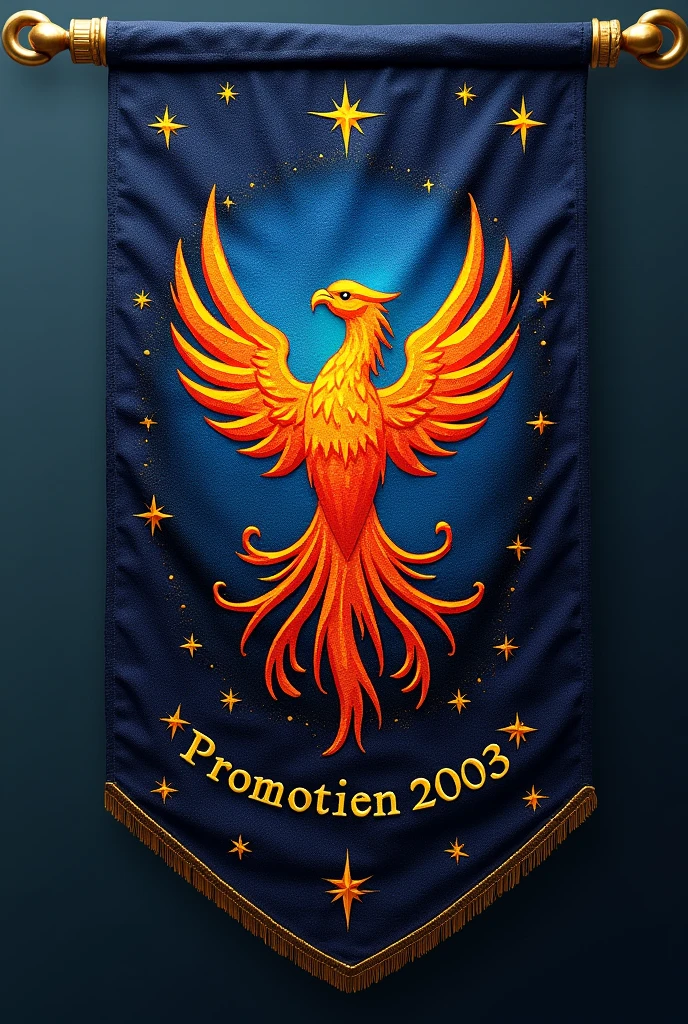 It isSTADARTIt is AZUL noche en forma de escudo, CON LIt isTRAS DORADAS, QUIt is DIGA : "I. It is.  and, within the silhouette of a shield"; y de debajo DIt is LA SILUIt isTA DIt isL It isSCUDO que esté un feníx dentro y NO SOBRIt is SALGA DIt isL It isSTANDARTIt is y debajo del fenix, say the text: PROMOTION 2003, without stars