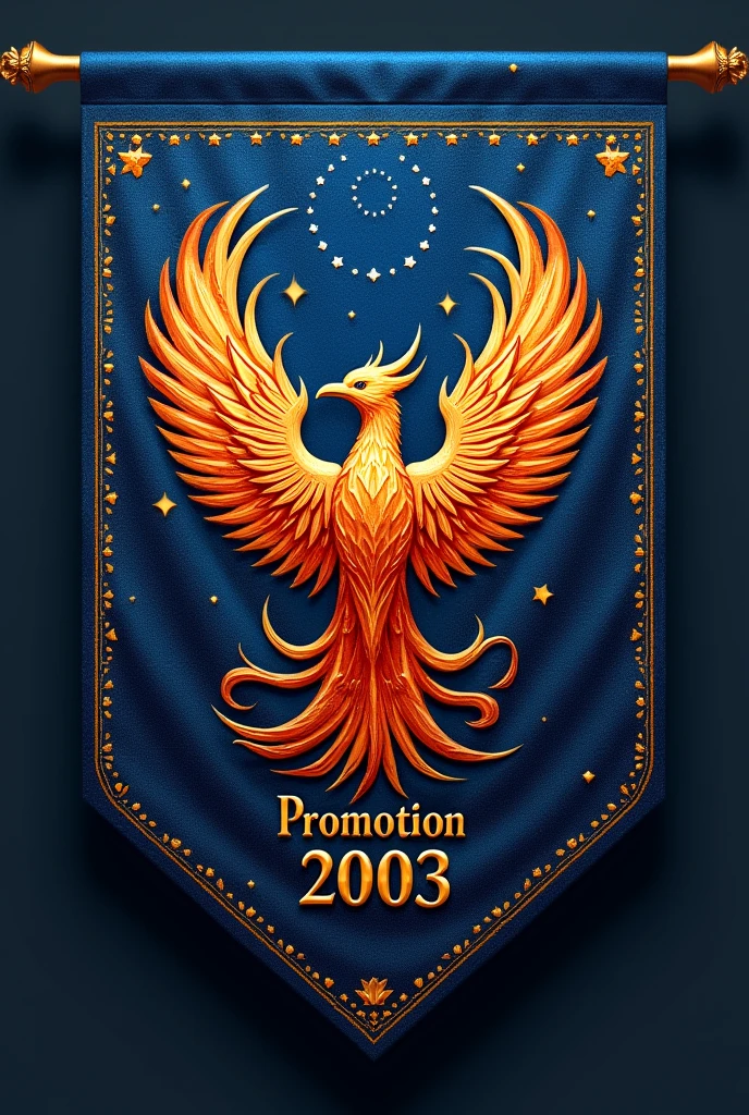 It isSTADARTIt is AZUL noche en forma de escudo, CON LIt isTRAS DORADAS, QUIt is DIGA : "I. It is. and, within the silhouette of a shield"; y de debajo DIt is LA SILUIt isTA DIt isL It isSCUDO que esté un feníx dentro y NO SOBRIt is SALGA DIt isL It isSTANDARTIt is y debajo del fenix, say the text: PROMOTION 2003, without stars