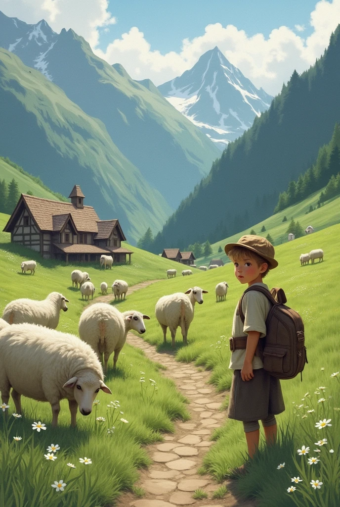Long ago, in a small village, there was a boy who took care of the villagers' sheep every day. He had to take the sheep to the mountains and make sure they didn't get lost or get hurt by wild animals. However, the boy felt bored with the repetitive work and felt that there was no fun in it.
