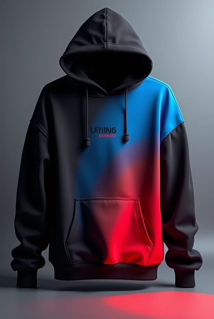 Sweatshirt design in black, blue and red gradient