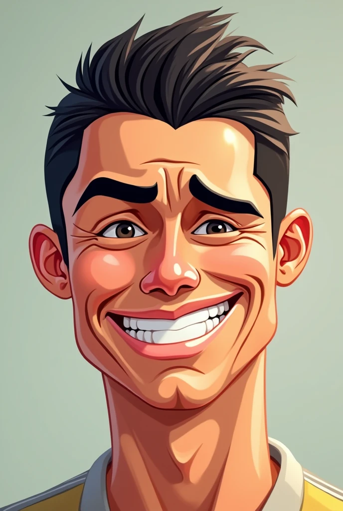 Cartoon of Cristiano Ronaldo's face expressing that he is embarrassed but happy