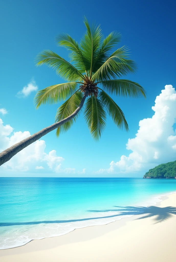Image of beach with clear coconut tree
