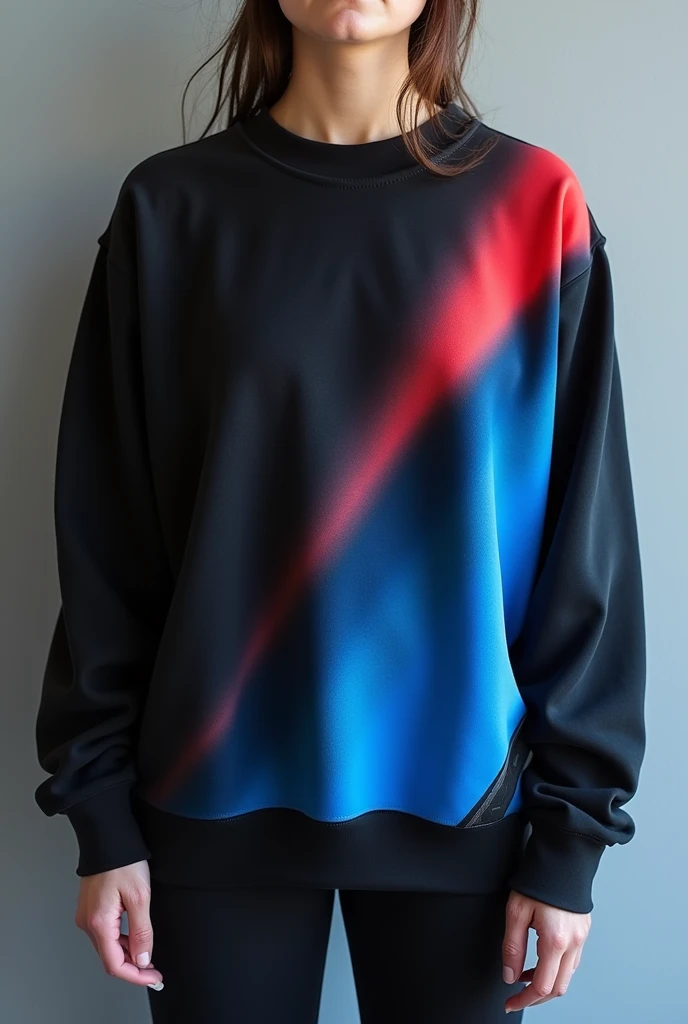 Sweatshirt design in black, blue and red gradient 