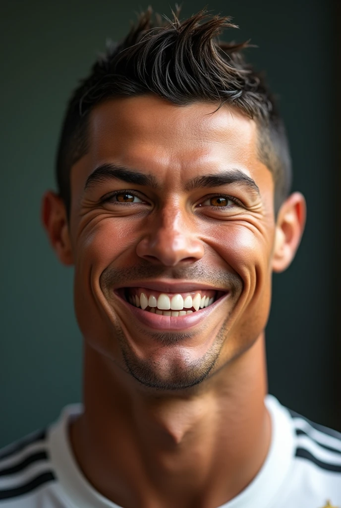 Cristiano Ronaldo&#39;s face expressing that he is happy
