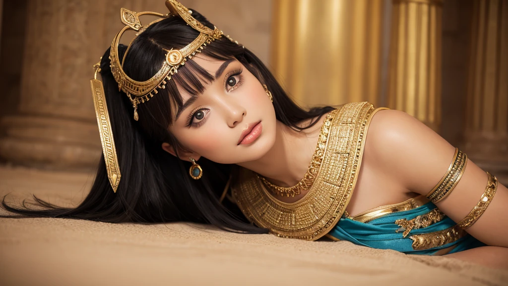beautiful Cleopatra, Nemis crown, Dressing calmly, 